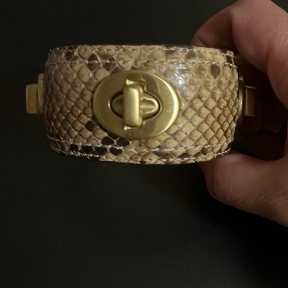 Coach Turnlock Leather Snakeskin Bracelet - Picture 2 of 3